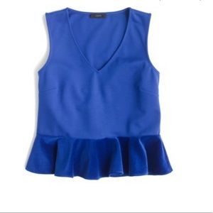 J. Crew Velvet peplum top, Blue, Medium